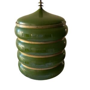 Vintage Avocado Green Beauty ware Stacking Canister Set.